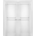 thumbnail image 1 of Solid French Double Doors 48 x 84 inches / Mela 7444 White Silk / Wood Solid Panel Frame / Closet Bedroom Modern Doors, 1 of 4