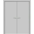 thumbnail image 1 of Solid French Double Doors 56 x 80 inches | Planum 0010 Matte Grey | Wood Solid Panel Frame Trims | Closet Bedroom Sturdy Doors, 1 of 7