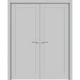 thumbnail image 1 of Solid French Double Doors 56 x 80 inches | Quadro 4111 Matte Grey | Wood Solid Panel Frame Trims | Closet Bedroom Sturdy Doors, 1 of 6