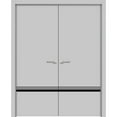 thumbnail image 1 of Solid French Double Doors 56 x 84 inches | Planum 0012 Grey Matte with Frosted Glass | Wood Solid Panel Frame Trims | Closet Bedroom Sturdy Doors, 1 of 5