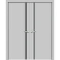 thumbnail image 1 of Solid French Double Doors 56 x 84 inches | Planum 0016 Grey Matte with Frosted Glass | Wood Solid Panel Frame Trims | Closet Bedroom Sturdy Doors, 1 of 5