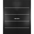 thumbnail image 1 of Solid French Double Doors 56 x 96 inches | Planum 0210 Matte Black with Frosted Glass | Wood Solid Panel Frame Trims | Closet Bedroom Sturdy Doors, 1 of 5
