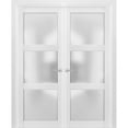 thumbnail image 1 of Solid French Double Doors 60 x 80 inches Frosted Glass 3 Lites, 1 of 7