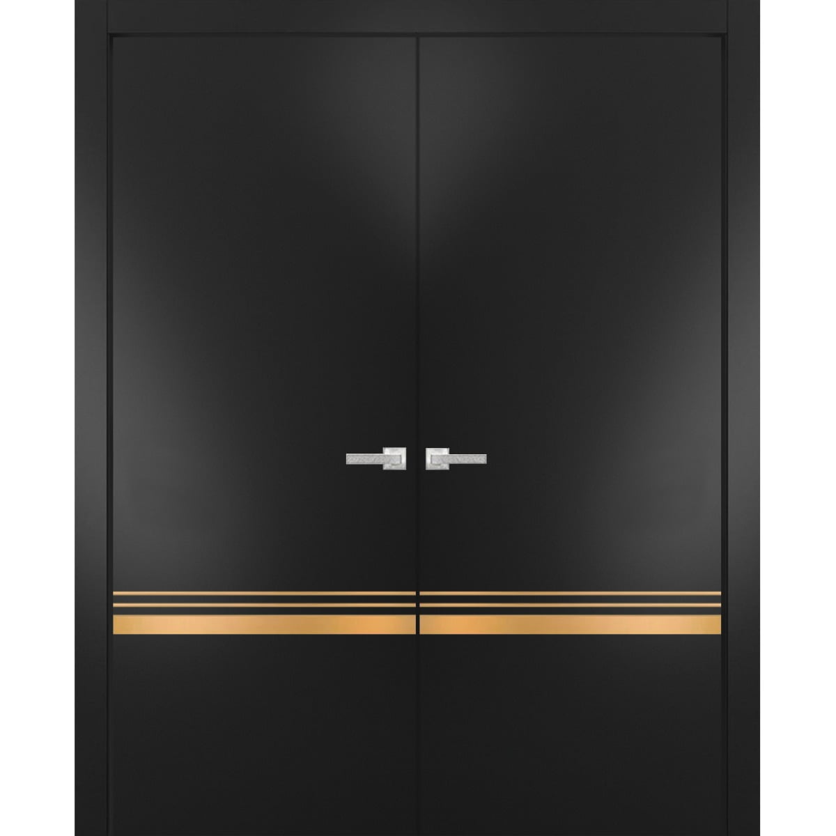 Solid French Double Doors 60 x 80 inches Planum 2010 Matte Black with