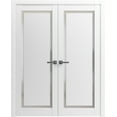 thumbnail image 1 of Solid French Double Doors 60 x 96 inches | Planum 0888 Painted White with Frosted Glass | Wood Solid Panel Frame Trims | Closet Bedroom Sturdy Doors, 1 of 6