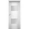 thumbnail image 1 of Solid French Double Doors 64 x 84 inches Opaque Glass 2 Lites / Sete 6222 White Silk / Wood Solid Panel Frame / Closet Bedroom Modern Doors, 1 of 3