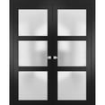 thumbnail image 1 of Sartodoors Lucia 2552 Matte Black Solid French Double Doors with Frosted Glass | Wood Panel Frame with Trim | Sturdy Doors for Closet or Bedroom | 64 x 96 inches, 1 of 6