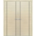 thumbnail image 1 of Solid French Double Doors 64 x 96 inches | Planum 0017 Natural Veneer with Frosted Glass | Wood Solid Panel Frame Trims | Closet Bedroom Sturdy Doors, 1 of 4
