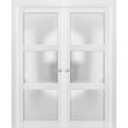 thumbnail image 1 of Solid French Double Doors 72 x 80 inches Frosted Glass 3 Lites, 1 of 6