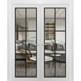 thumbnail image 1 of Solid French Double Doors 72 x 80 inches | Lucia 2366 White Silk Clear Glass | Wood Solid Panel Frame Trims | Closet Bedroom Sturdy Doors, 1 of 6