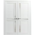 thumbnail image 1 of Solid French Double Doors 72 x 80 inches | Veregio 7288 White Silk with Frosted Glass | Wood Solid Panel Frame Trims | Closet Bedroom Sturdy Doors, 1 of 5