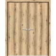 thumbnail image 1 of Solid French Double Doors 72 x 84 inches | Planum 0010 Walnut | Wood Solid Panel Frame Trims | Closet Bedroom Sturdy Doors, 1 of 7