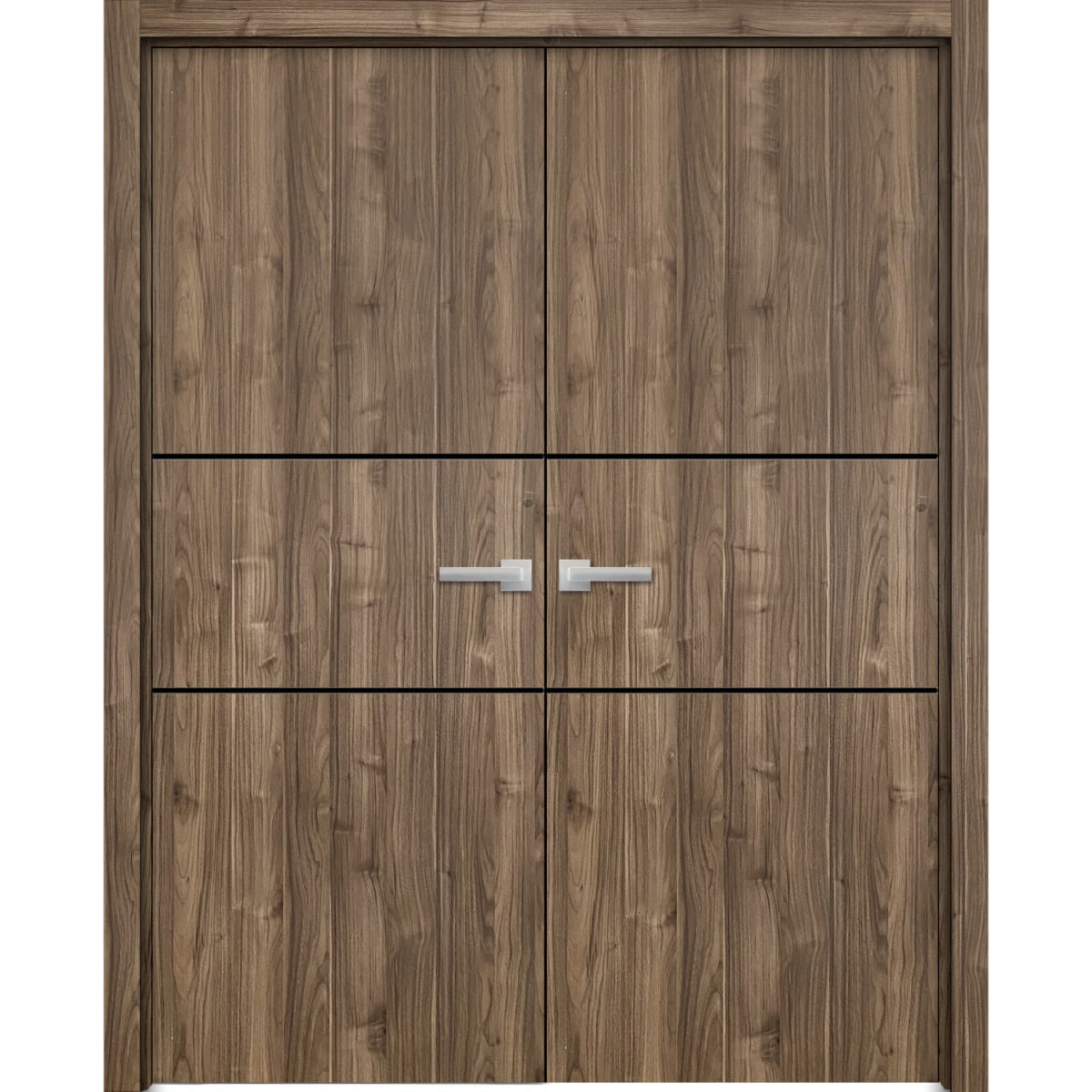 Solid French Double Doors 72 X 84 Inches Planum 0014 Walnut With Frosted Glass Wood Solid 2857