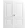 thumbnail image 1 of Solid French Double Doors 84 x 84 inches | Lucia 8831 White Silk | Wood Solid Panel Frame Trims | Closet Bedroom Sturdy Doors, 1 of 5