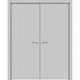 thumbnail image 1 of Solid French Double Doors 84 x 96 inches | Planum 0010 Matte Grey | Wood Solid Panel Frame Trims | Closet Bedroom Sturdy Doors, 1 of 6