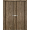 thumbnail image 1 of Solid French Double Doors 84 x 96 inches | Planum 0016 White Silk with Frosted Glass | Wood Solid Panel Frame Trims | Closet Bedroom Sturdy Doors, 1 of 5