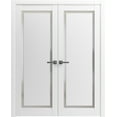 thumbnail image 1 of Solid French Double Doors 84 x 96 inches | Planum 0888 Painted White with Frosted Glass | Wood Solid Panel Frame Trims | Closet Bedroom Sturdy Doors, 1 of 5