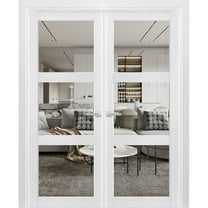 Solid French Double Doors Clear Glass 3 Lites | Lucia 2555 Matte White | Sample of Door Color