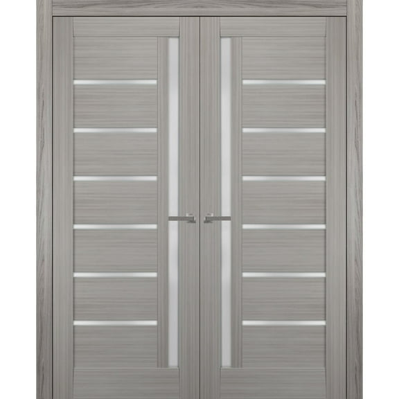 Solid French Double Doors Frosted Glass | Quadro 4088 Grey Ash | Sample of Door Color