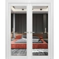 thumbnail image 1 of Solid French Double Doors | Lucia 1299 White Silk | Wood Solid Panel Frame Trims | Closet Bedroom Sturdy Doors-72" x 96" (2* 36x96), 1 of 6