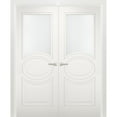thumbnail image 1 of Solid French Double Doors 64 x 80 inches Opaque Glass / Mela 7012 Matte White / Wood Solid Panel Frame / Closet Bedroom Modern Doors, 1 of 4