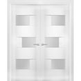 thumbnail image 1 of Solid French Double Doors Opaque Glass / Sete 6933 White Silk / Wood Solid Panel Frame / Closet Bedroom Modern Doors, 1 of 3