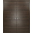 thumbnail image 1 of Solid French Double Doors | Planum 0010 Chocolate Ash | Wood Solid Panel Frame Trims | Closet Bedroom-60" x 96" (2* 30x96), 1 of 6