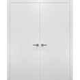 thumbnail image 1 of Solid French Double Doors | Planum 0010 White Silk | Wood Solid Panel Frame Trims | Closet Bedroom-56" x 80" (2* 28x80), 1 of 6