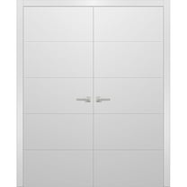 Solid French Double Doors | Planum 0770 Painted White Matte | Wood Solid Panel Frame Trims | Closet Bedroom Sturdy Doors -36" x 84" (2* 18x84)