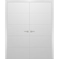 thumbnail image 1 of Solid French Double Doors | Planum 0770 Painted White Matte | Wood Solid Panel Frame Trims | Closet Bedroom Sturdy Doors -60" x 80" (2* 30x80), 1 of 6