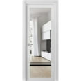 thumbnail image 1 of Solid French Pre-Hung Door 18 x 96 inches | Lucia 2666 White Silk Clear Glass | Single Regular Panel Frame Trims Handle | Bathroom Bedroom Sturdy Doors, 1 of 6