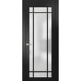 thumbnail image 1 of Solid French Pre-Hung Door 18 x 96 inches | Planum 2112 Matte Black Frosted Glass | Single Regular Panel Frame Trims Handle | Bathroom Bedroom Sturdy Doors, 1 of 7