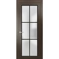 thumbnail image 1 of Solid French Pre-Hung Door 24 x 96 inches | Planum 2122 Chocolate Ash Frosted Glass | Single Regular Panel Frame Trims Handle | Bathroom Bedroom Sturdy Doors, 1 of 6
