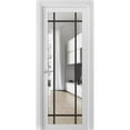 thumbnail image 1 of Solid French Door 28 x 80 inches | Lucia 2266 White Silk Clear Glass | Single Regular Panel Frame Trims Handle | Bathroom Bedroom Sturdy Doors, 1 of 5