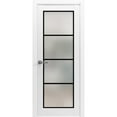 thumbnail image 1 of Solid French Pre-Hung Door 30 x 84 inches | Planum 2132 White Silk Frosted Glass | Single Regular Panel Frame Trims Handle | Bathroom Bedroom Sturdy Doors, 1 of 6