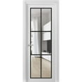 thumbnail image 1 of Solid French Pre-Hung Door 30 x 96 inches | Lucia 2366 White Silk Clear Glass | Single Regular Panel Frame Trims Handle | Bathroom Bedroom Sturdy Doors, 1 of 6