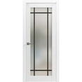 thumbnail image 1 of Solid French Pre-Hung Door 36 x 80 inches | Planum 2112 White Silk Frosted Glass | Single Regular Panel Frame Trims Handle | Bathroom Bedroom Sturdy Doors, 1 of 5