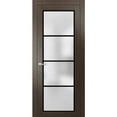 thumbnail image 1 of Solid French Pre-Hung Door 42 x 80 inches | Planum 2132 Chocolate Ash Frosted Glass | Single Regular Panel Frame Trims Handle | Bathroom Bedroom Sturdy Doors, 1 of 6