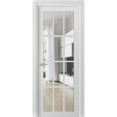 thumbnail image 1 of Solid French Pre-Hung Door Clear Glass 12 lites | Felicia 3355 White Silk | Single Regular Panel Frame Trims Handle | Bathroom Bedroom Sturdy Doors -24" x 80", 1 of 7