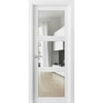 thumbnail image 1 of Solid French Pre-Hung Door Clear Glass 3 Lites | Lucia 2555 White Silk | Single Regular Panel Frame Trims Handle | Bathroom Bedroom Sturdy Doors-30" x 84", 1 of 6