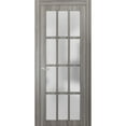 thumbnail image 1 of Solid French Pre-Hung Door Frosted Glass 12 Lites | Felicia 3312 Ginger Ash | Single Regural Panel Frame Trims Handle | Bathroom Bedroom Sturdy Doors -36" x 80", 1 of 6