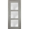 thumbnail image 1 of Solid French Pre-Hung Door Frosted Glass | Lucia 2552 Grey Ash | Single Regular Panel Frame Trims Handle | Bathroom Bedroom Sturdy Doors -30" x 80", 1 of 7