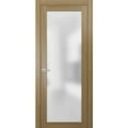 thumbnail image 1 of Solid French Pre-Hung Door Frosted Glass | Planum 2102 Honey Ash | Single Regular Panel Frame Trims Handle | Bathroom Bedroom Sturdy Doors -28" x 84", 1 of 6
