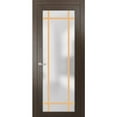 thumbnail image 1 of Solid French Pre-Hung Door Frosted Glass | Planum 2113 Chocolate Ash | Single Regular Panel Frame Trims Handle | Bathroom Bedroom Sturdy Doors -32" x 96", 1 of 6