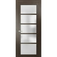 thumbnail image 1 of Solid French Pre-Hung Door Frosted Glass | Quadro 4002 Chocolate Ash | Single Regular Panel Frame Trims Handle | Bathroom Bedroom Sturdy Doors -18" x 84", 1 of 6