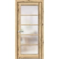 thumbnail image 1 of Solid French Pre-Hung Door Frosted Glass | Quadro 4002 Oak | Single Regular Panel Frame Trims Handle | Bathroom Bedroom Sturdy Doors -28" x 96", 1 of 6