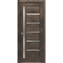 Solid French Pre-Hung Door Frosted Glass | Quadro 4088 Cognac Oak | Single Regular Panel Frame Trims Handle | Bathroom Bedroom Sturdy Doors -18" x 84"