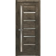 thumbnail image 1 of Solid French Pre-Hung Door Frosted Glass | Quadro 4088 Cognac Oak | Single Regular Panel Frame Trims Handle | Bathroom Bedroom Sturdy Doors -42" x 84", 1 of 6