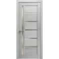 thumbnail image 1 of Solid French Pre-Hung Door Frosted Glass | Quadro 4088 Light Grey Oak | Single Regular Panel Frame Trims Handle | Bathroom Bedroom Sturdy Doors -32" x 96", 1 of 7