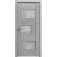 thumbnail image 1 of Solid French Pre-Hung Door Frosted Glass | Sete 6933 Light Grey Oak | Single Regular Panel Frame Trims Handle | Bathroom Bedroom Sturdy Doors -36" x 84", 1 of 6